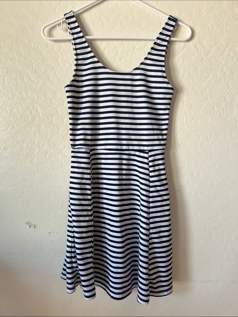 Divided Navy and White Striped Scoop Neck Skater Dress